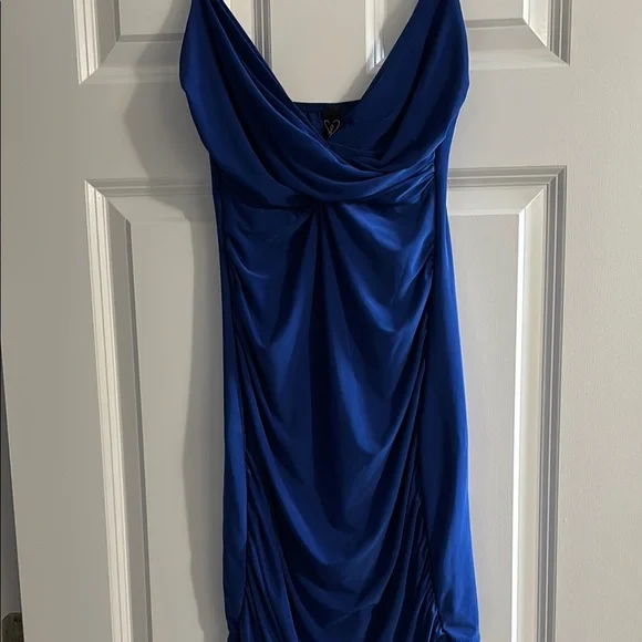 Windsor | Dresses | Windsor Royal Blue Draped Mini Dress | Poshmark
